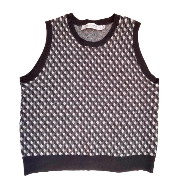 Simons Contemporaine Geo Mosaic Vest, Wool Blend, Grey and Black, Size Medium - Picture 1 of 6
